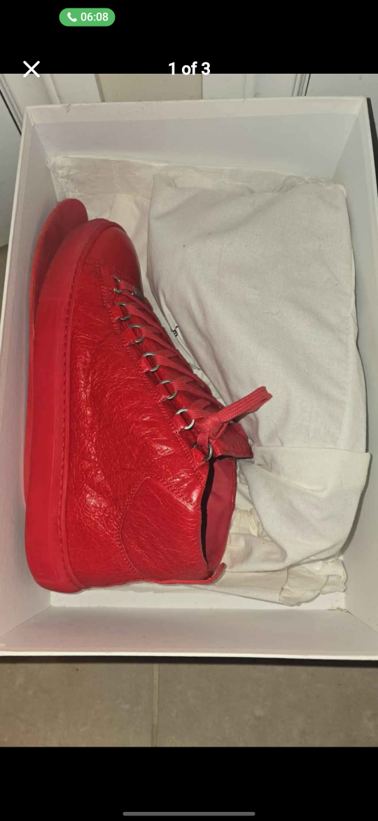 Red Leather High Top Sneakers Balenciaga
