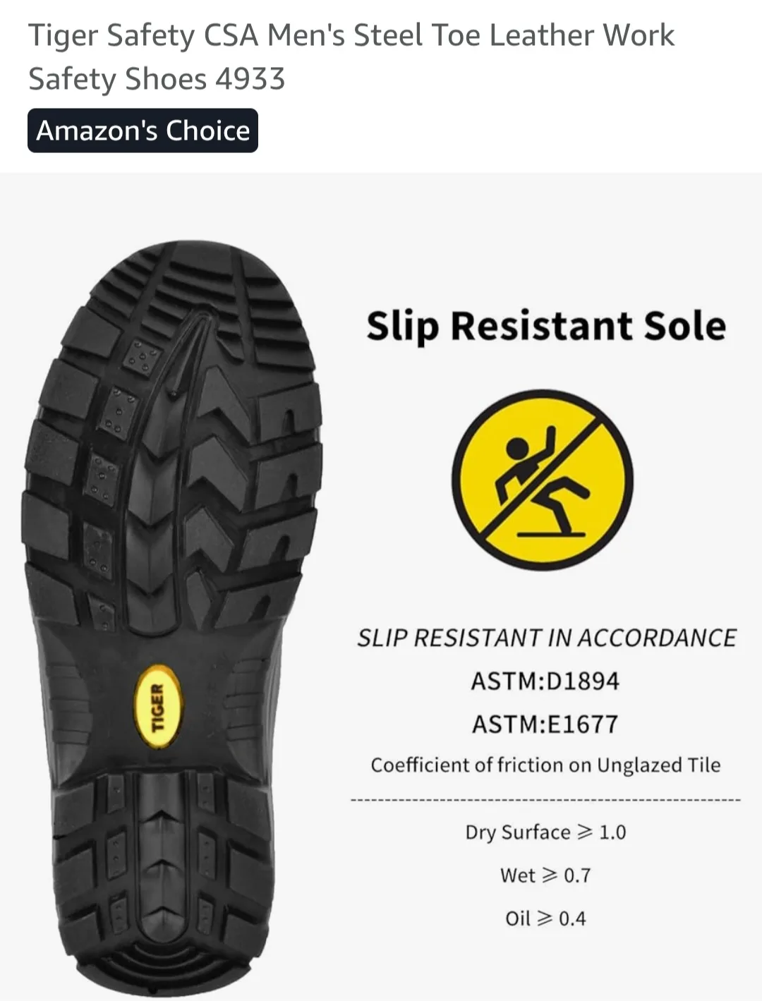 Tiger Safety CSA Men's Steel Toe Leather Work Safety Shoes 4933 image indicator(5)