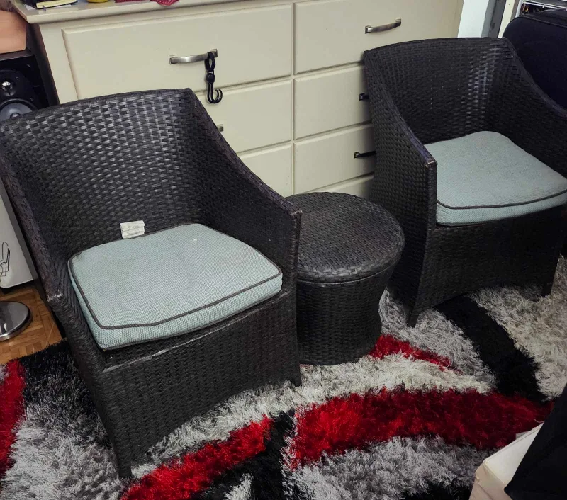 Wicker Patio Set - 2 Chairs & Table thumbnail