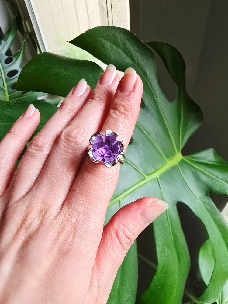 New Amethyst natural 925 sterling silver ring image indicator(5)