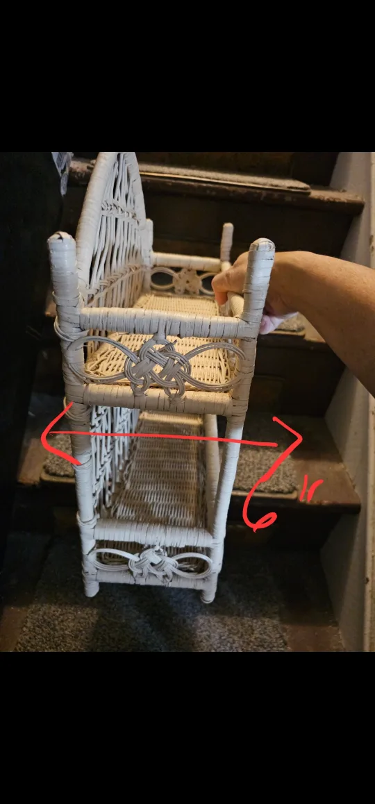 Vintage Wicker/Bamboo White Wall Shelf with Two Shelves image indicator(5)