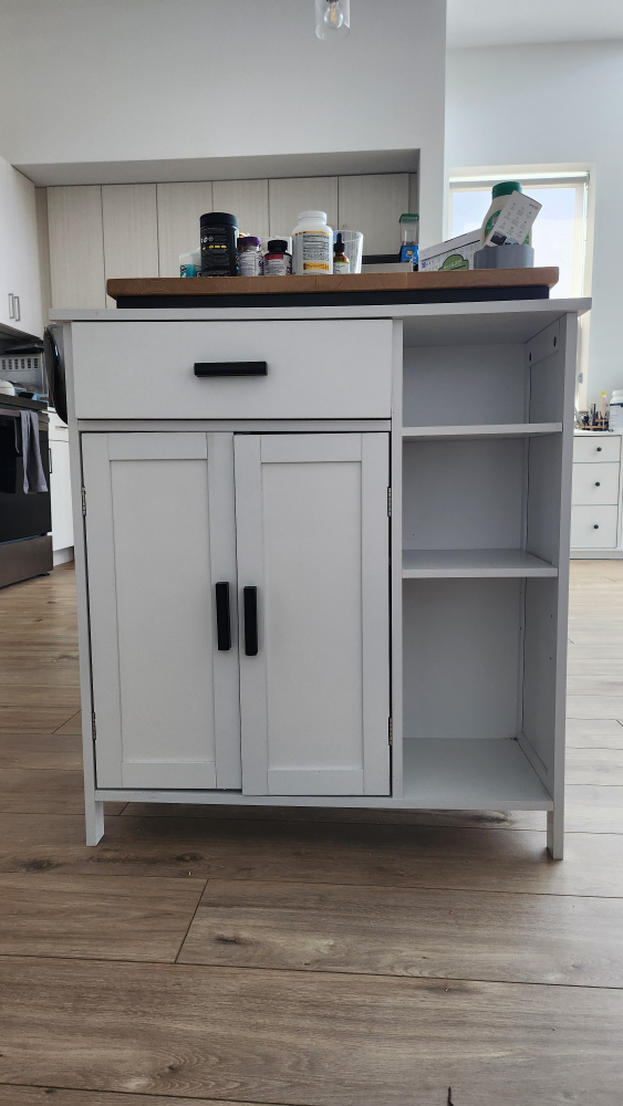 White Kitchen Island with Storage
