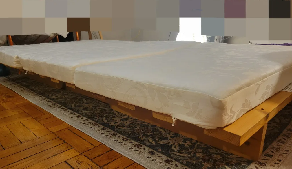 Twin futon wood frame with foldable foam mattress image indicator(6)