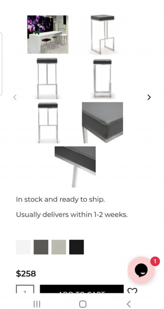 (4) Grey steel barstool - photo 2