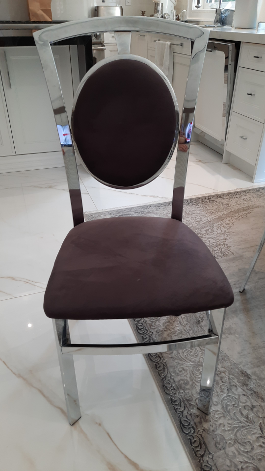 Chrome & Brown Upholstered Dining Chair