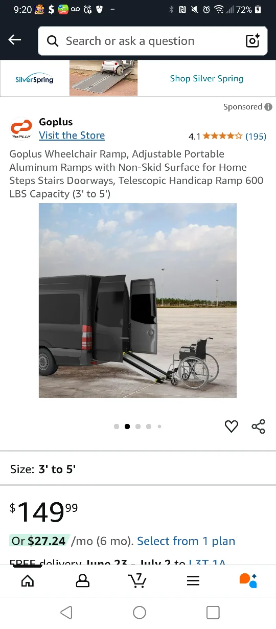 💚GO PLUS ADJUSTABLE NON SKID 3 TO 5 FEET WHEEL RAMP image indicator(6)