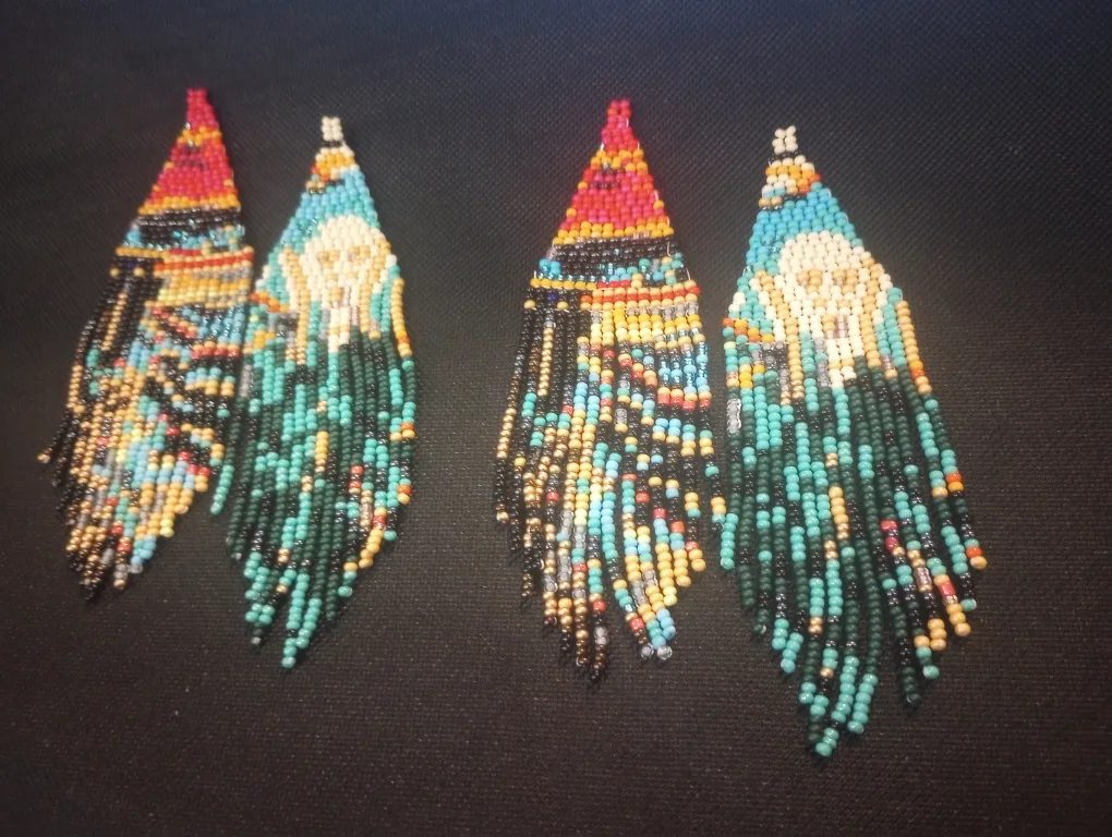Handmade Seed Beaded Fringe Earrings thumbnail