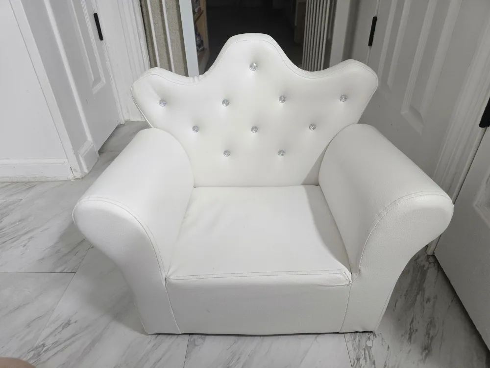 Kids White Crown Sofa Chair + Ottoman, 18+ Months image indicator(6)