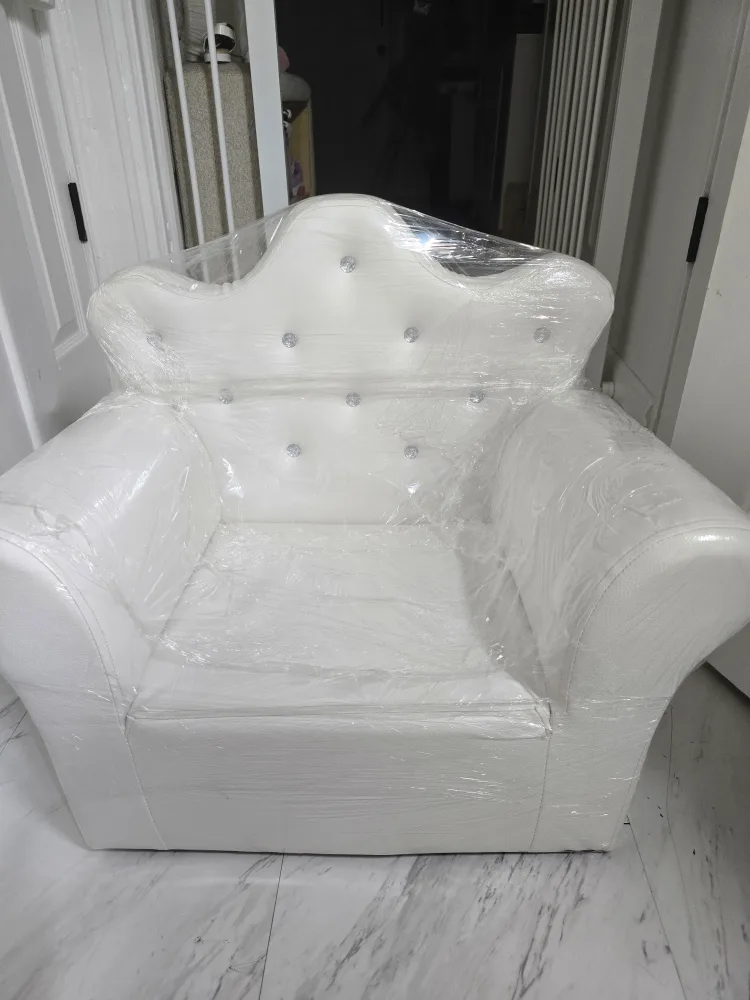 Kids White Crown Sofa Chair + Ottoman, 18+ Months image indicator(8)