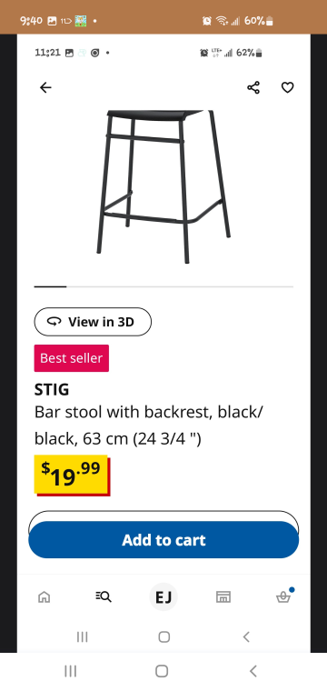 Black Bar Stool with Backrest - photo 2