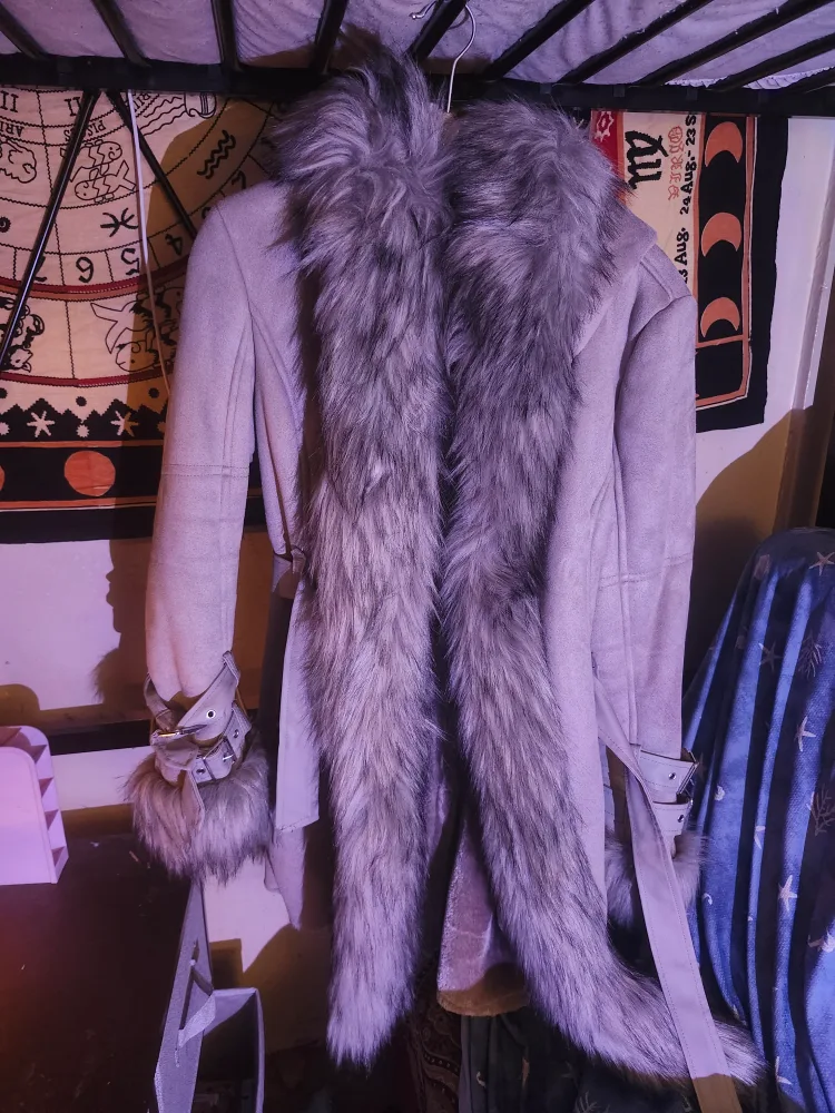 Gray Azalea Wang Faux Fur Trim Lined Coat thumbnail