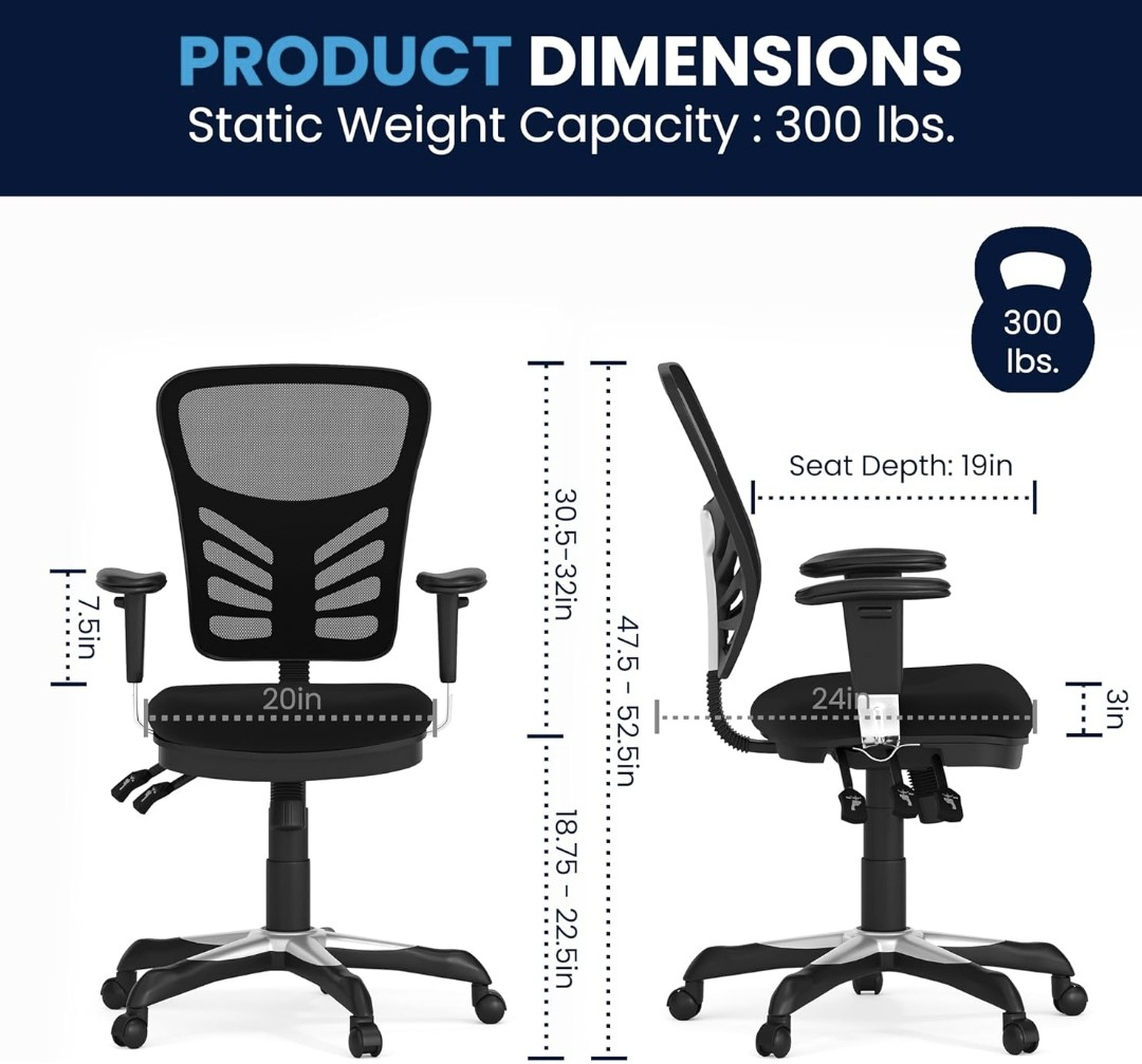 Black Adjustable Office Chair - photo 4