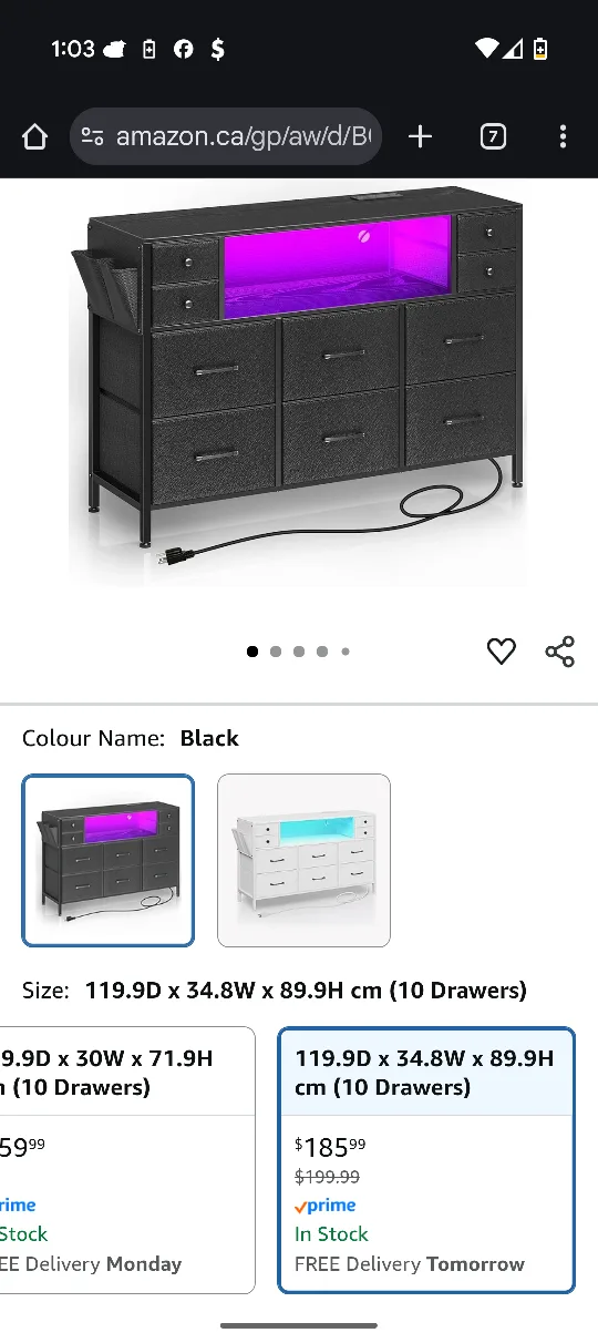 Black TV Stand/Dresser - 119.9 x 34.8 x 89.9 cm image indicator(2)