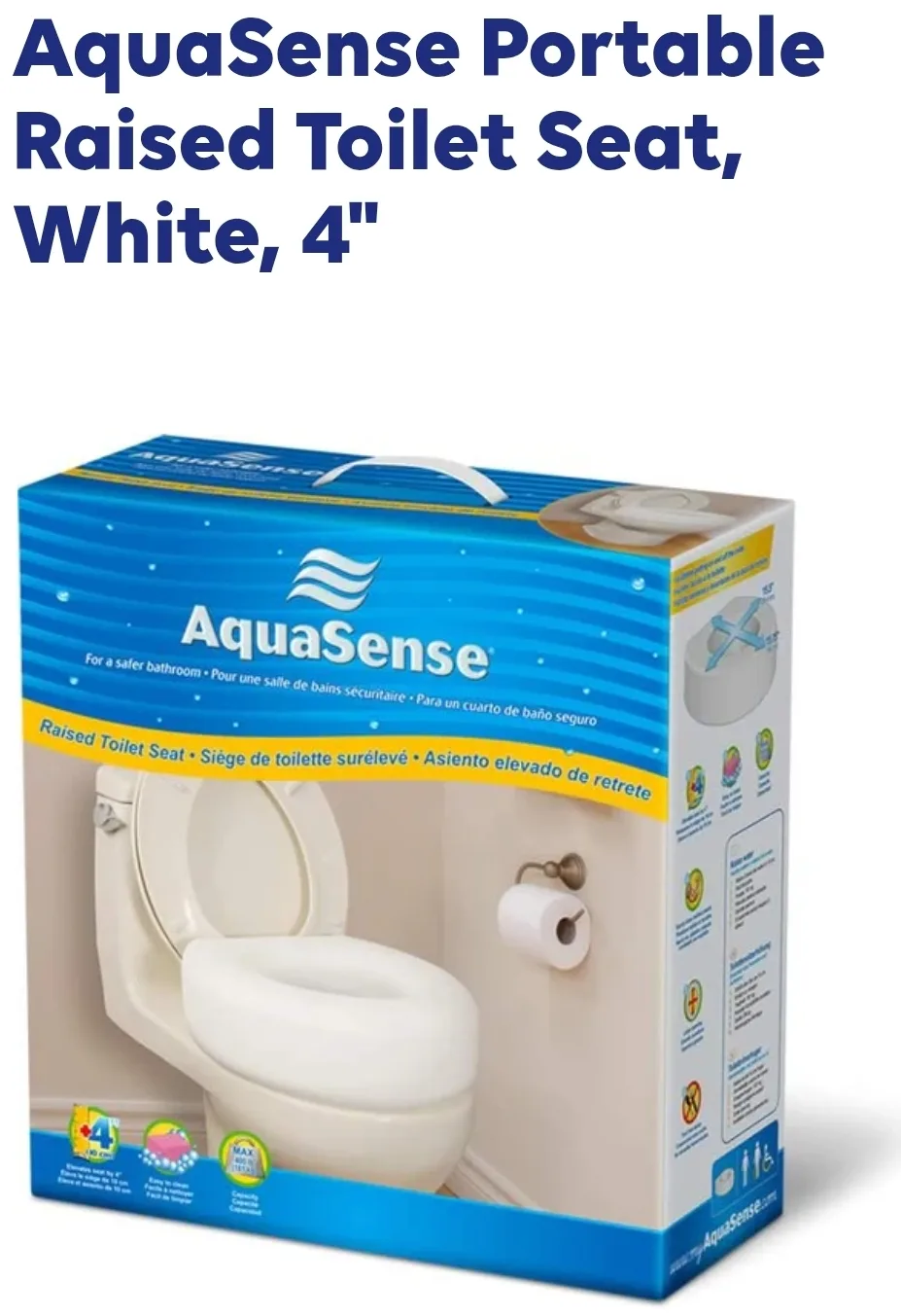 AquaSense Portable Raised Toilet Seat - White, 4" thumbnail