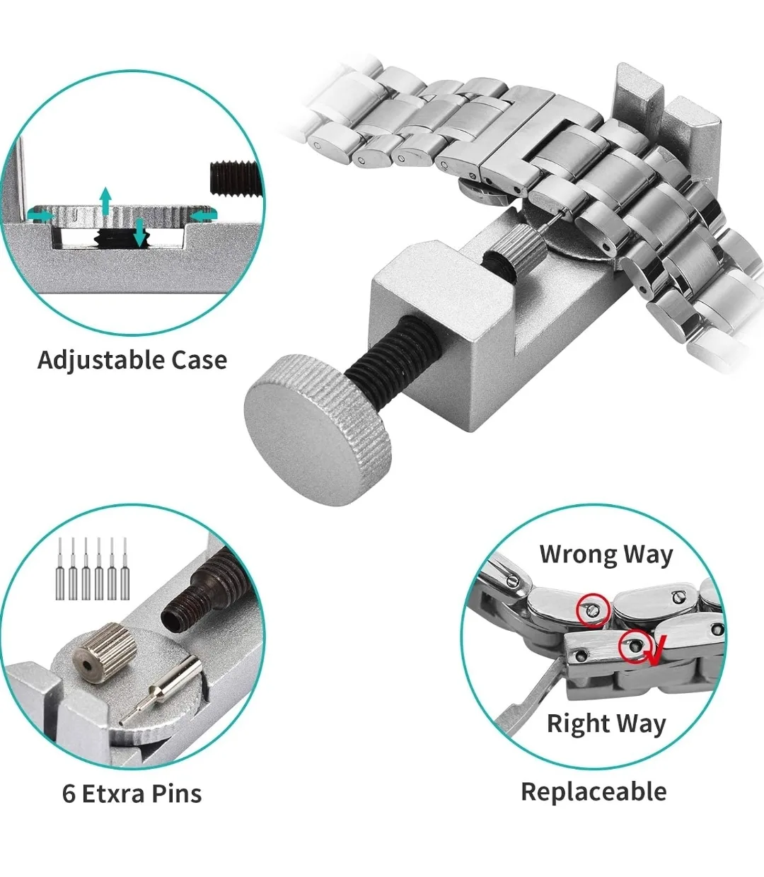 149 Pc Watch Repair Kit, Link Remover, Case Opener, 108 Spring image indicator(7)