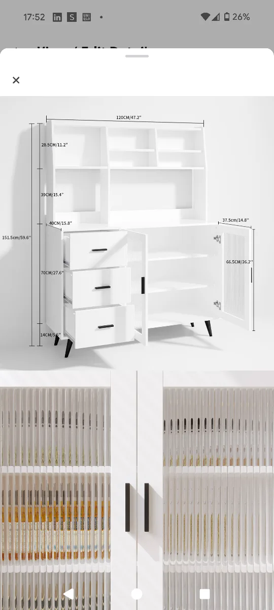 White Kitchen cabinet or pantryHutch with Storage image indicator(3)