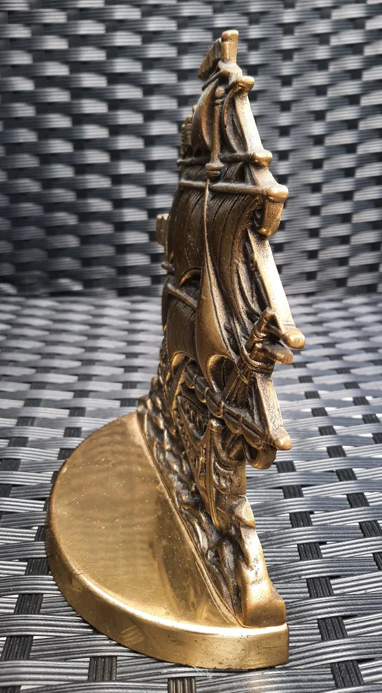Vintage Brass Sailing Ship Bookend image indicator(4)