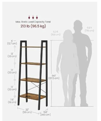 VASAGLE Ladder Shelf, 4-Tier Bookshelf - photo 2