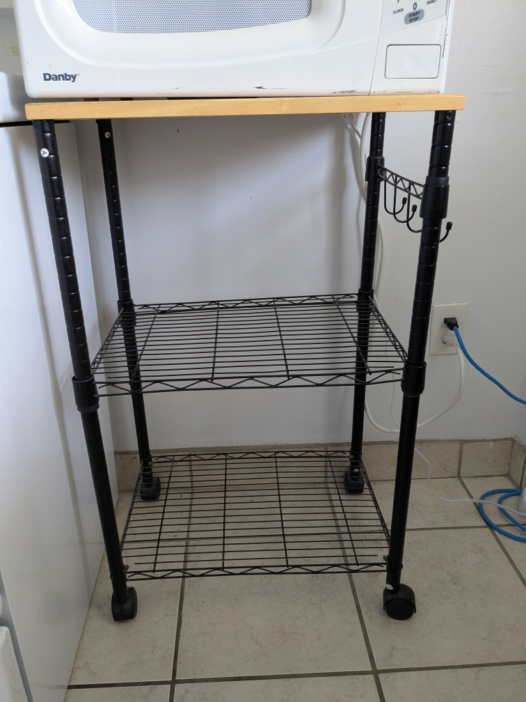 Rolling Microwave Cart with Wood Top - photo 2