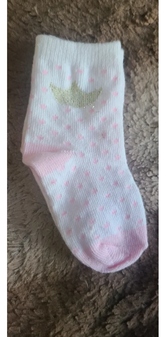 Baby Socks - White with Pink Hearts & Crown  🇨🇦 thumbnail