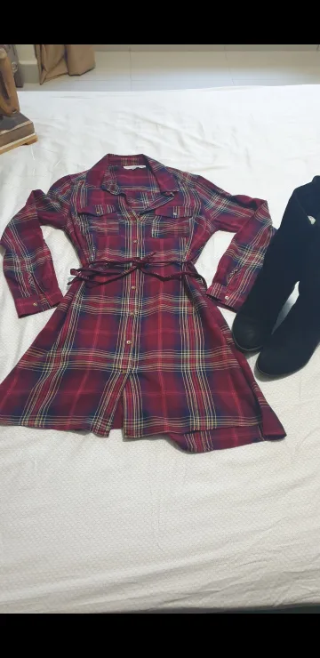Plaid Long Sleeve Dress image indicator(6)