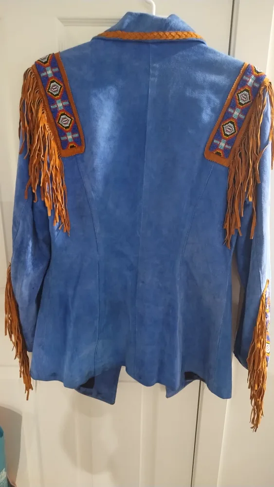 Frontier Classic Vintage Blue Suede Leather Fringe Jacket image indicator(2)