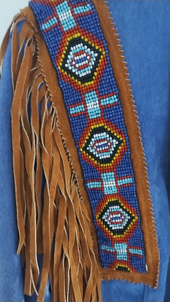 Frontier Classic Vintage Blue Suede Leather Fringe Jacket image indicator(3)