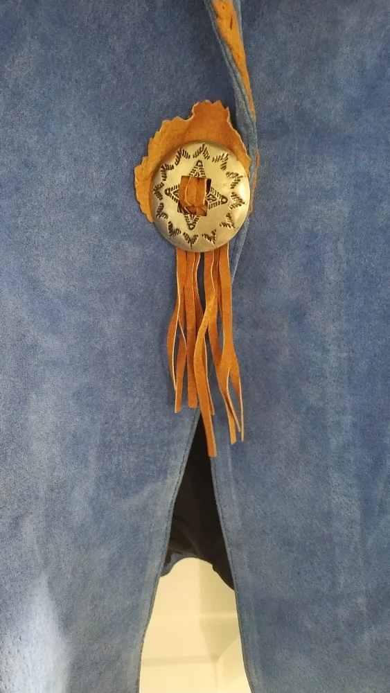 Frontier Classic Vintage Blue Suede Leather Fringe Jacket image indicator(5)