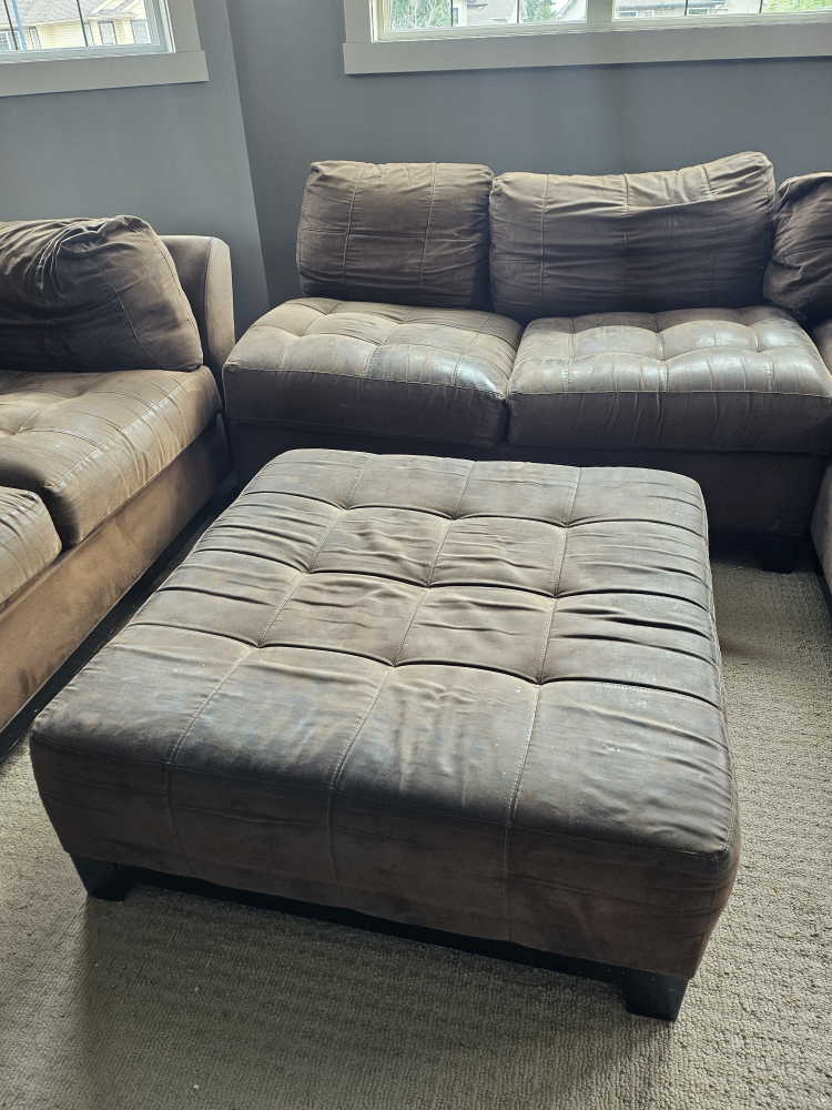 Brown Sectional Sofa with Ottoman - photo 3