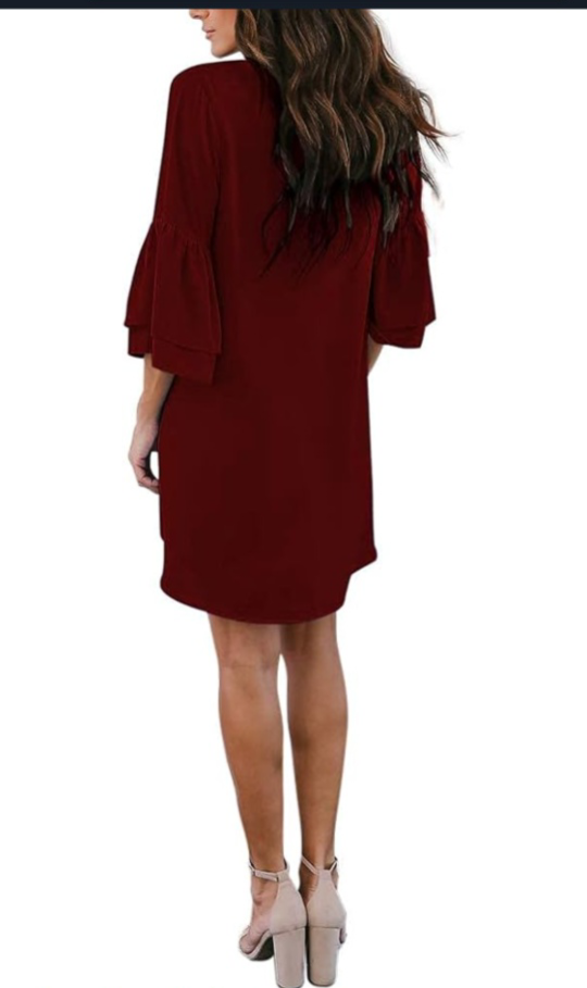 Sweet & Cute V-Neck Bell Sleeve  Mini Dress - photo 3