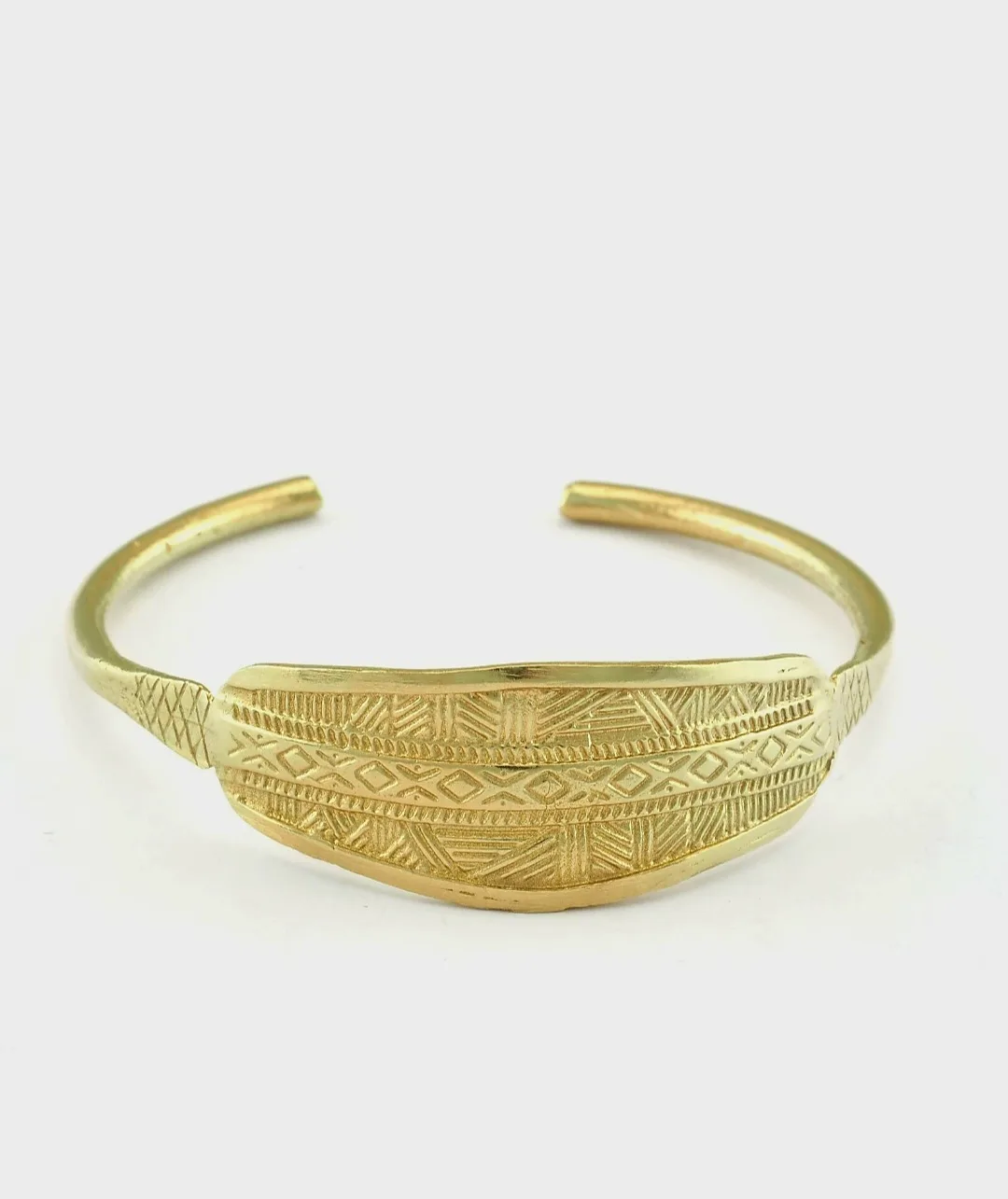 African inspired cuff bracelet in brass thumbnail