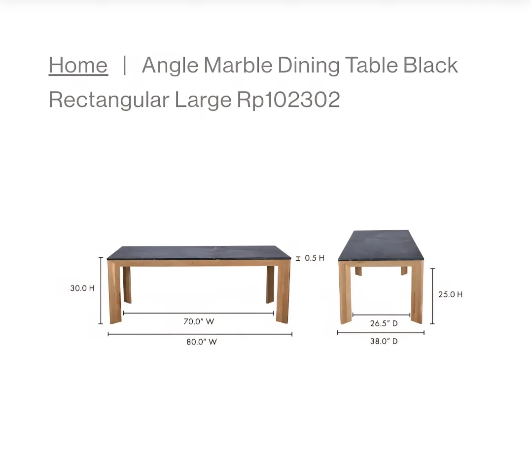 Modern Dining Table - Black Marble Top & Oak Frame image indicator(8)