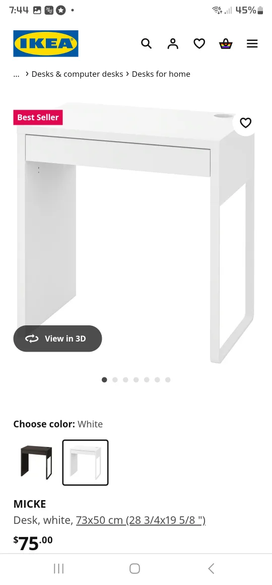 Ikea - White desk with drawer