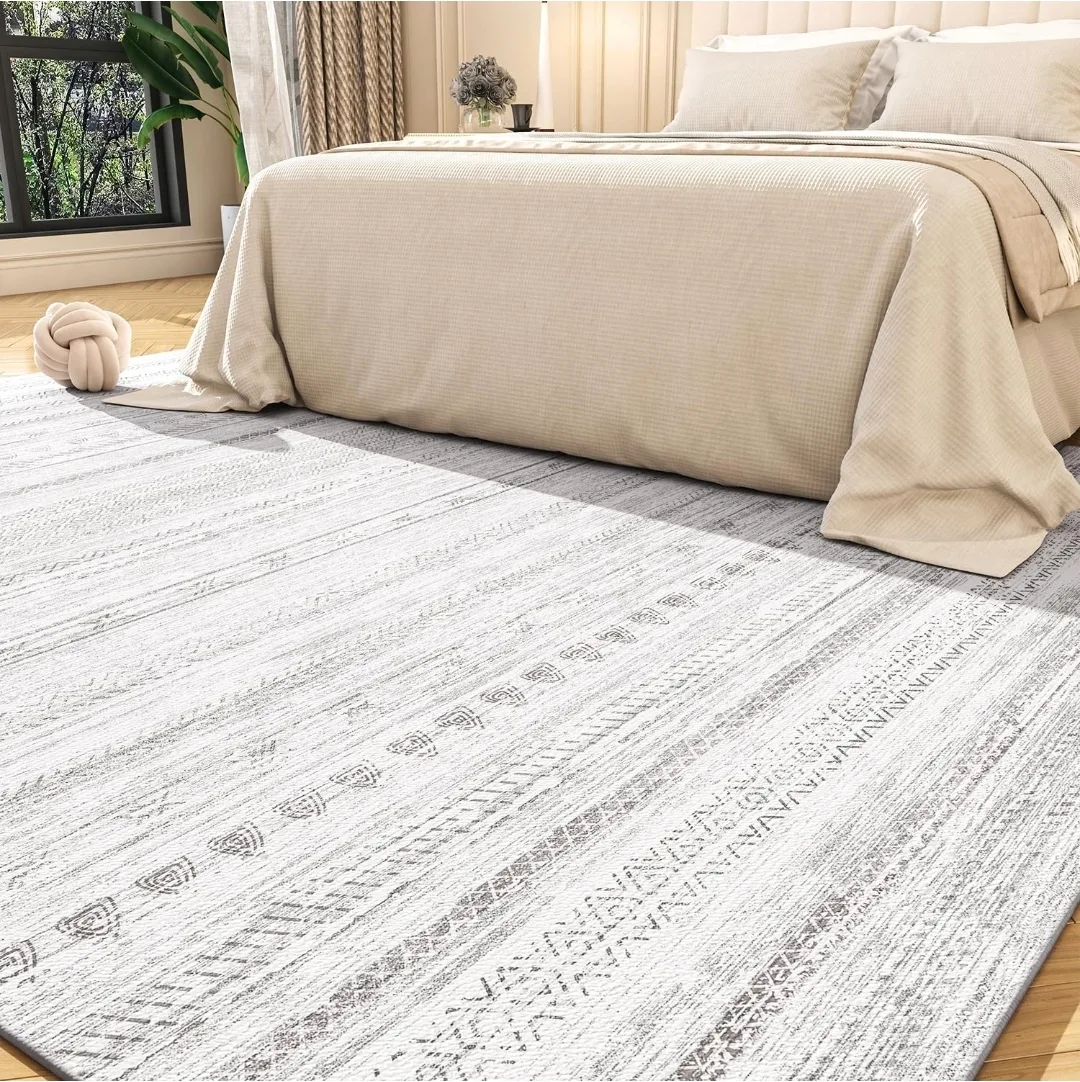 5 x 7 Cream and Grey Area Rug thumbnail