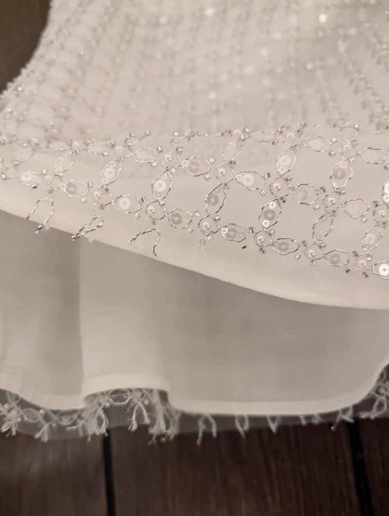 Zara White Beaded Pearl Mini Skirt - XL image indicator(4)