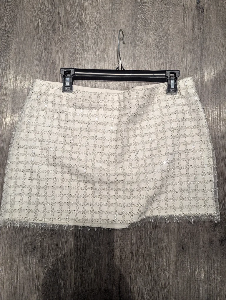 Zara White Beaded Pearl Mini Skirt - XL image indicator(6)
