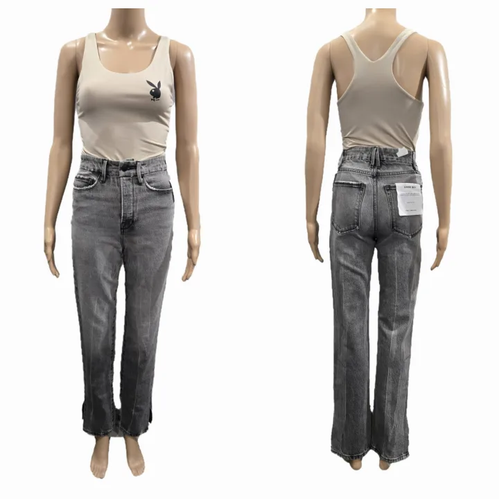 BNWTT Good American Good Boy Straight Legs Jeans Size 23-24 image indicator(3)