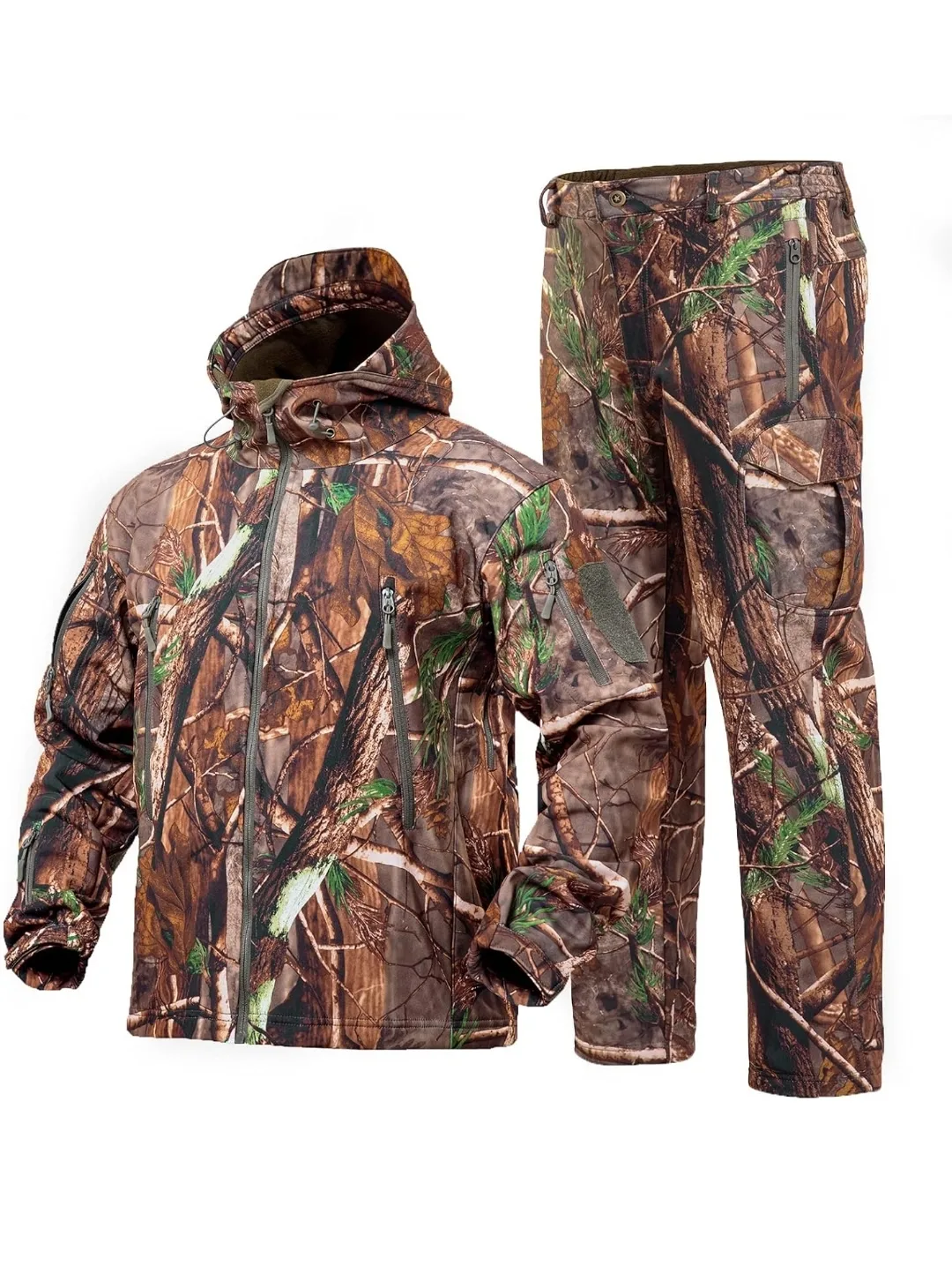 3XL Camo Hunting Suit – Silent Windproof Hoodie Jacket + Pants thumbnail