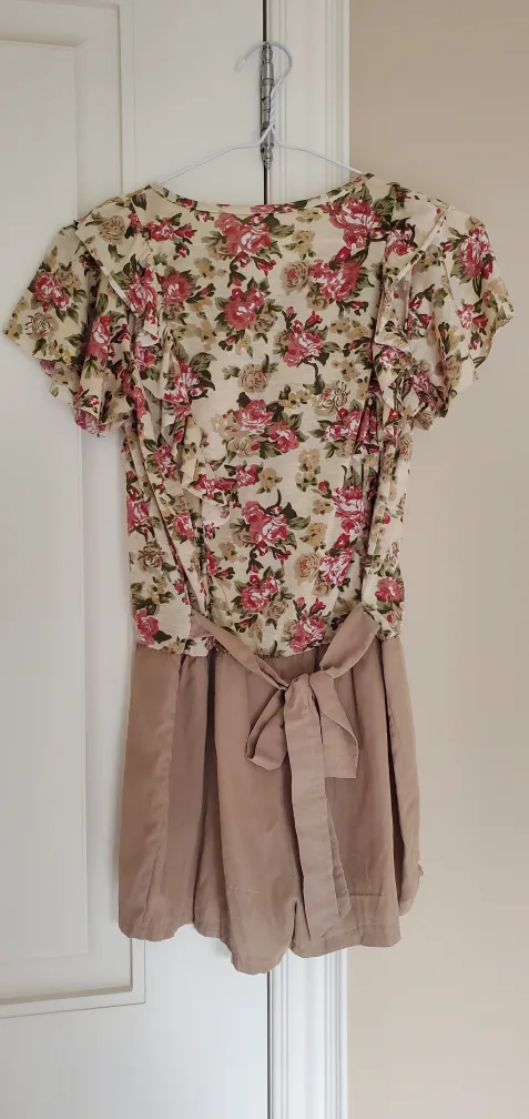 Floral Top & Tan Bottom Romper image indicator(2)
