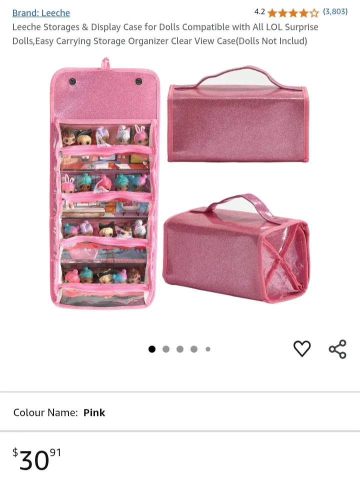 NEW!   Pink Sparkly Doll Storage Case image indicator(8)