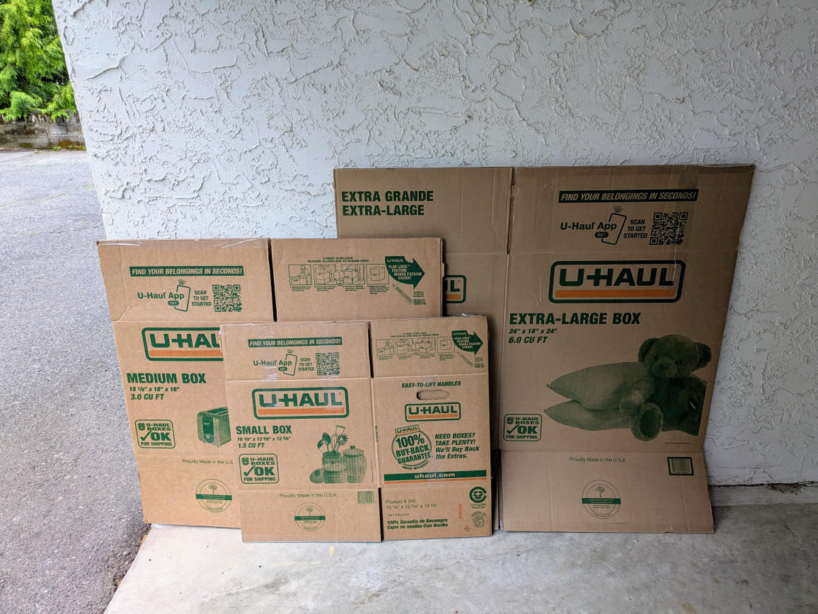 U-Haul Moving Boxes: Medium, Small, Extra-Large