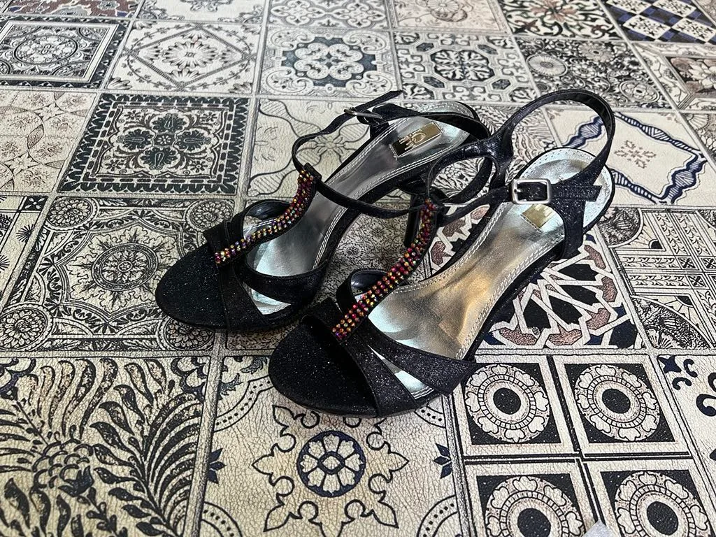 Black Heels with Rhinestone Detail