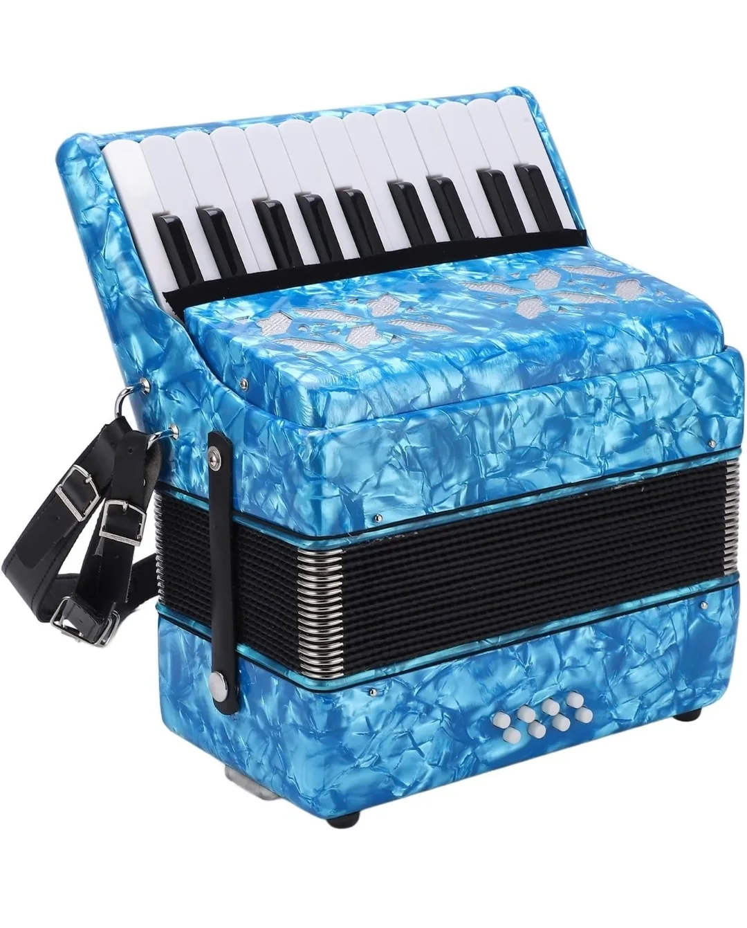 22-Key 8-Bass Accordion – Pearl Blue w/ Adjustable Straps thumbnail
