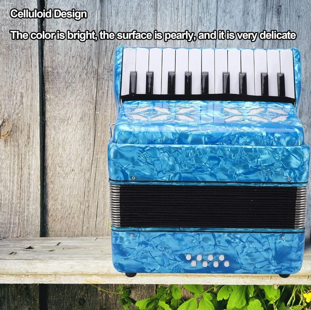 22-Key 8-Bass Accordion – Pearl Blue w/ Adjustable Straps image indicator(6)