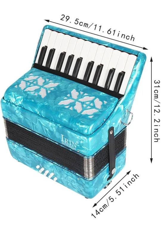 22-Key 8-Bass Accordion – Pearl Blue w/ Adjustable Straps image indicator(9)