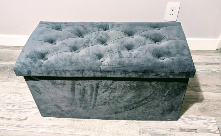 Tufted Storage Ottoman (Dark Grey)