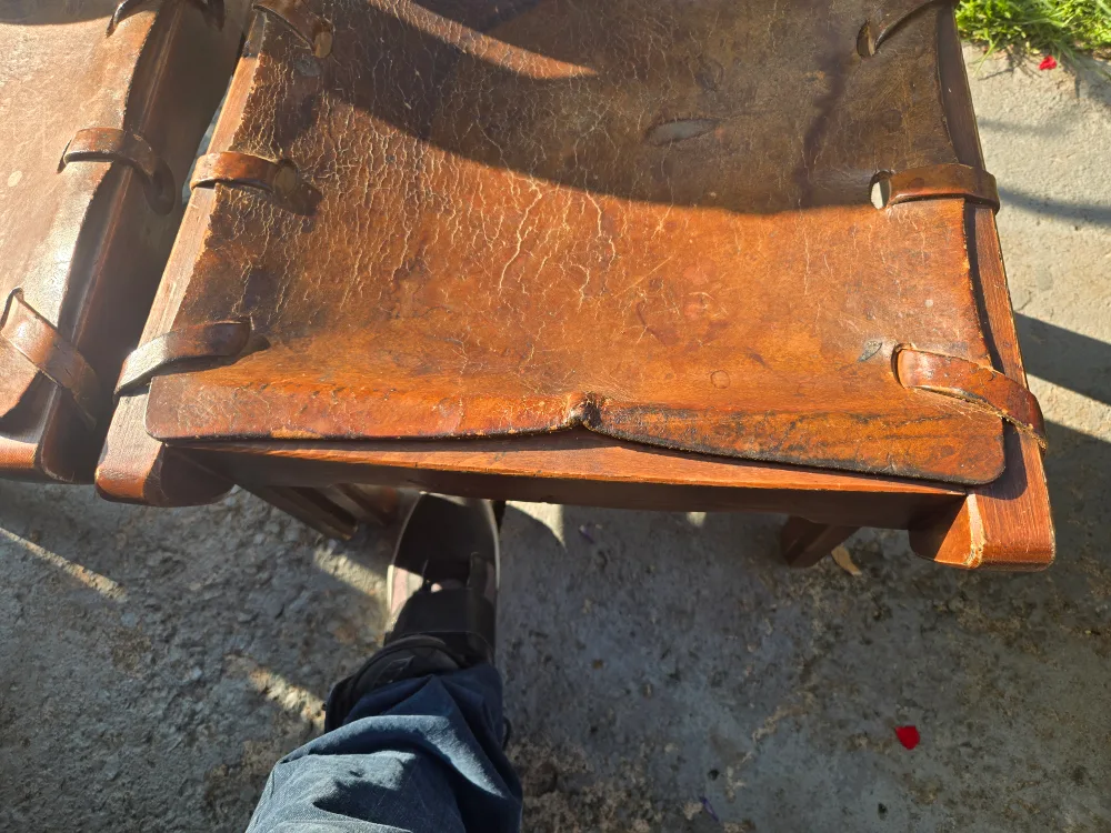 Rustic Leather & Wood Dining Chairs image indicator(7)