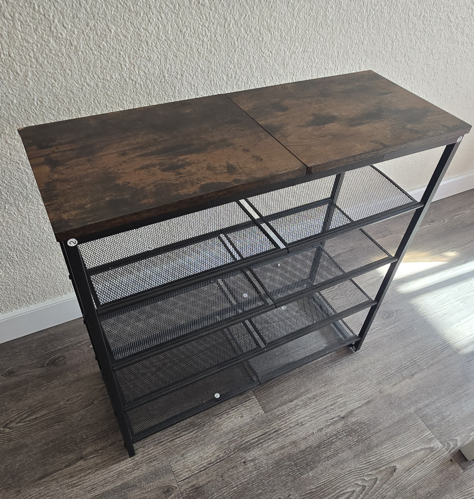 Metal Frame Shelf with Wood Top - photo 2