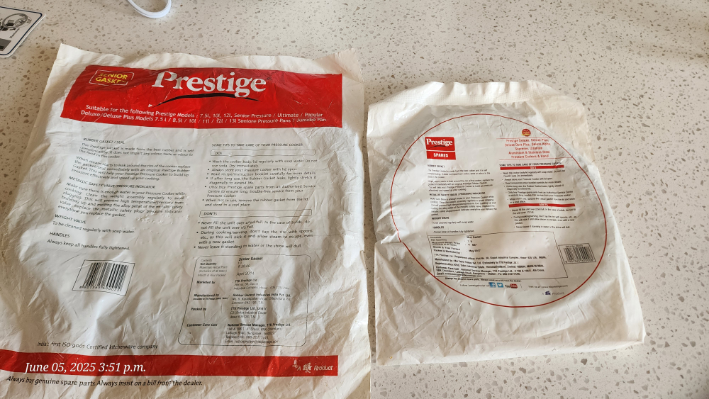 Prestige Pressure Cooker gasket - photo 2