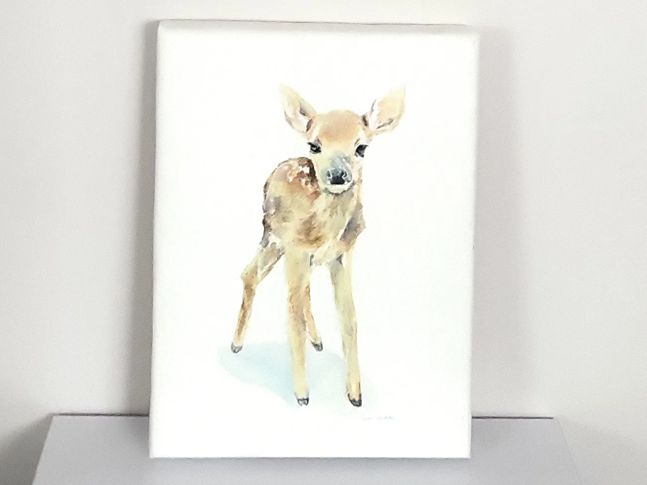 Susan windsor hand embellished giclee of Deer fawn. 12 x 16 in image indicator(2)